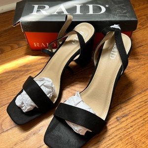 Size 11 Black square toe, block heeled sandal. Never worn